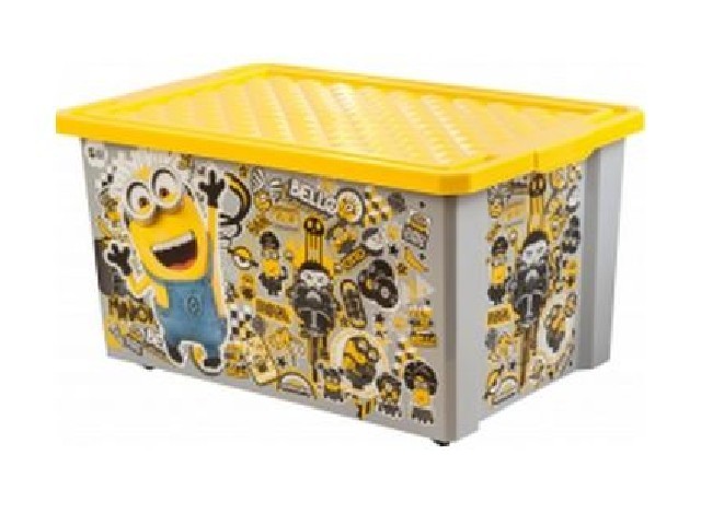 Детский ящик для хранения игрушек Lalababy Миньоны 57л серый